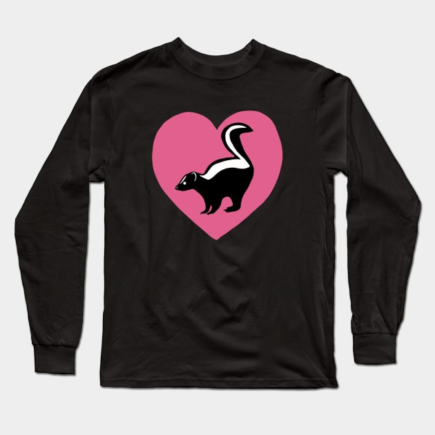 Skunk Pink Heart for Skunk Lovers Long Sleeve T-Shirt by Mochi Merch